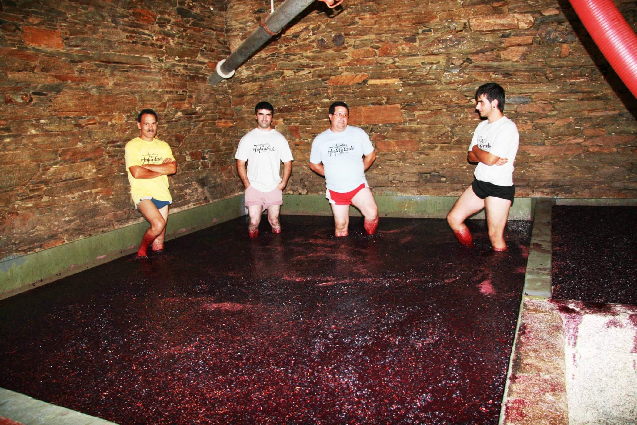 Douro Weinregion Weingut Weinernte Trauben treten Lagares Quinta do Infantado