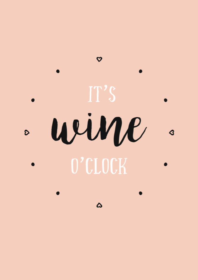 Postkarte Wein Weinspruch It is wine o clock