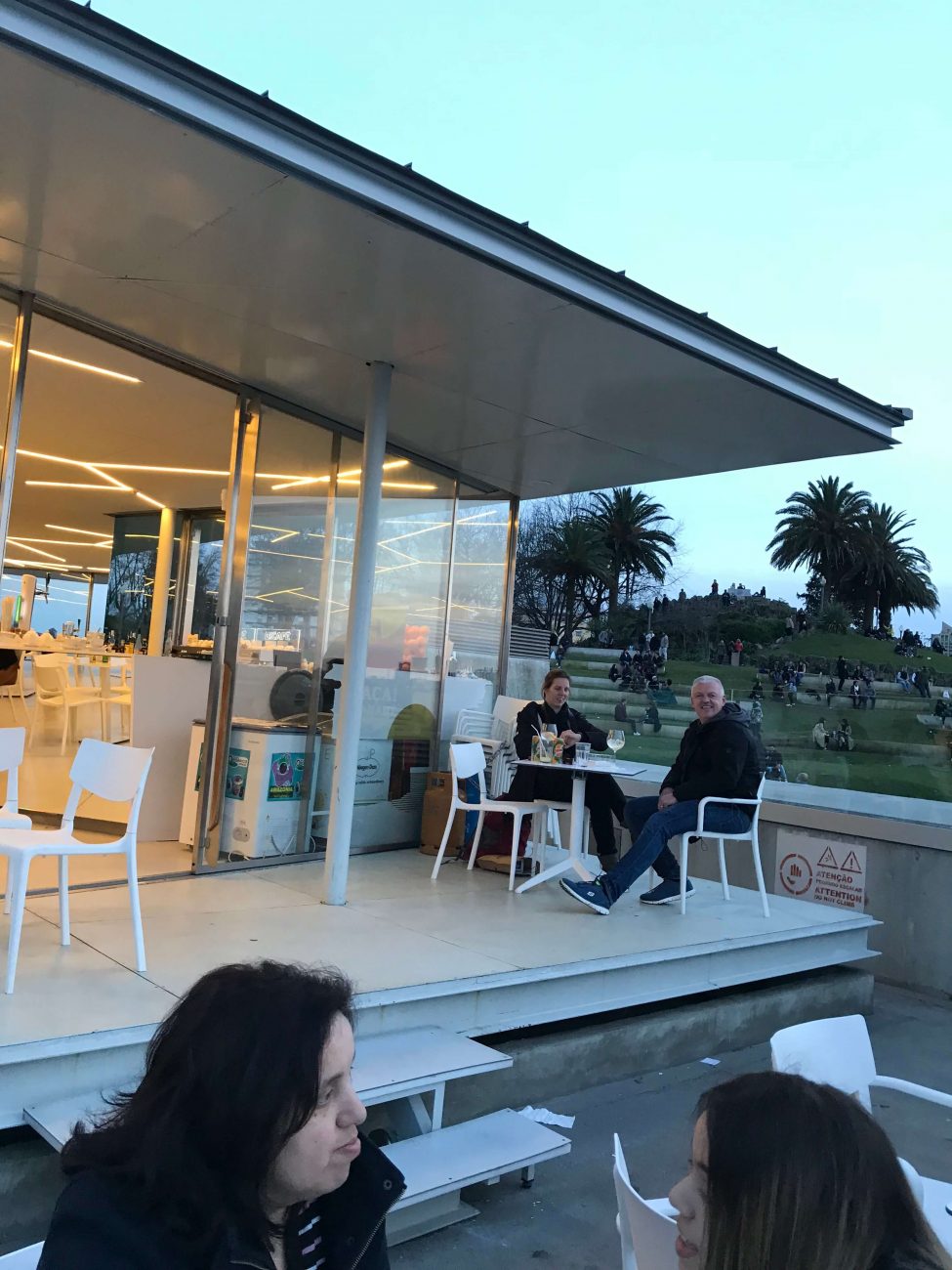 Portugal Vila Nova de Gaia Aussichtspunkt Café Esplanada Miradouro Porto Ribeira