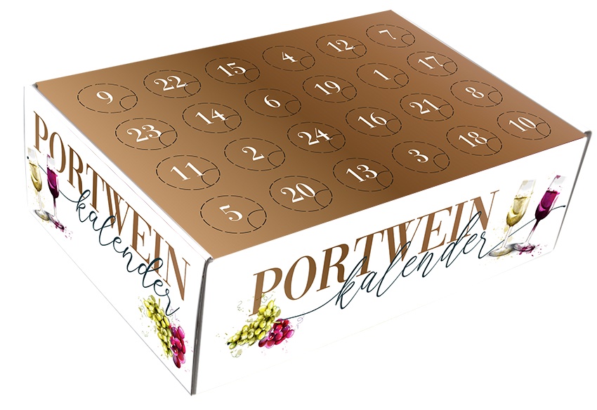 Portwein Adventskalender mit 24 Flaschen Portwein à 0,05 l